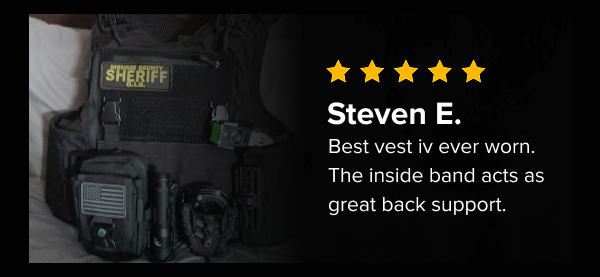 Customer review beside vest image