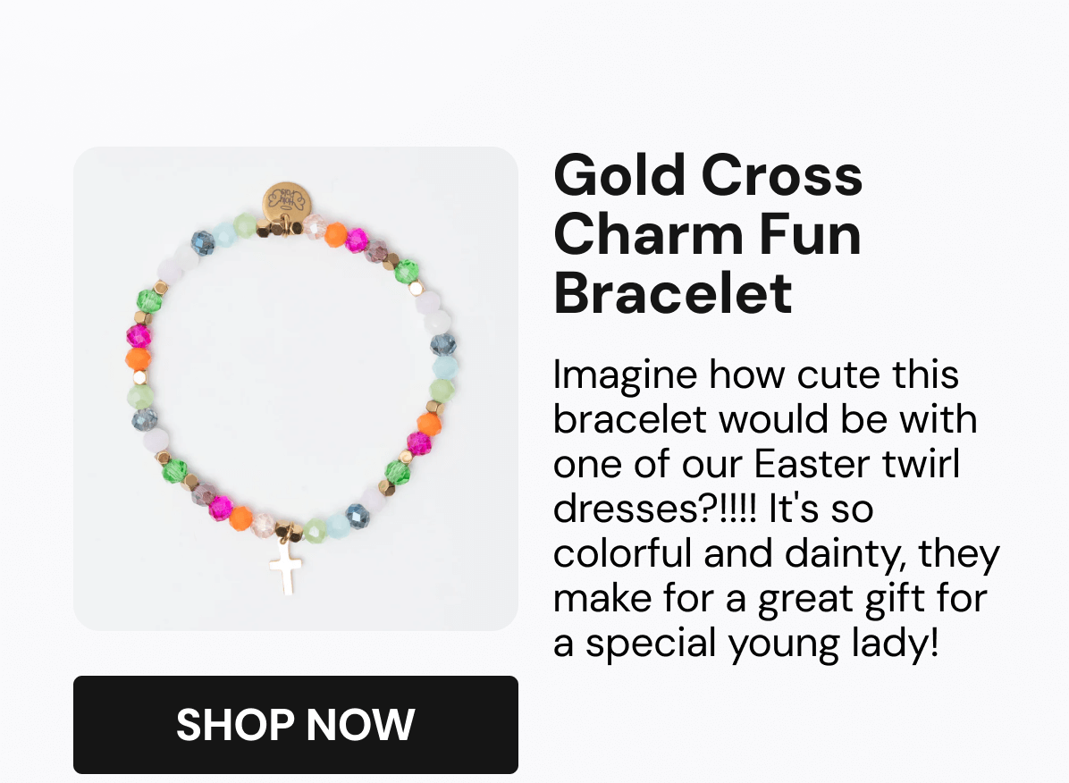 Gold Cross Charm Fun Bracelet