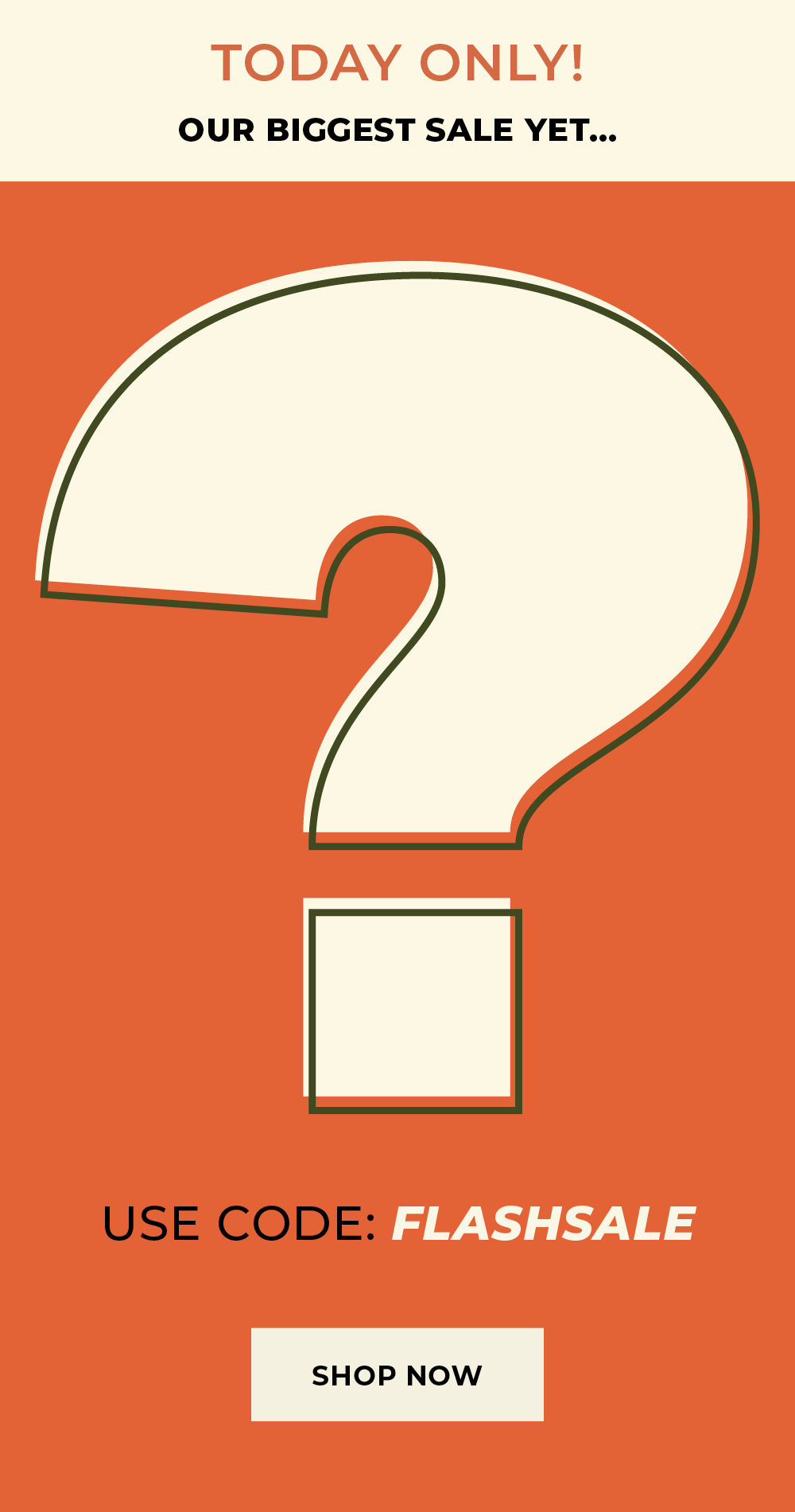 Today Only! Biggest Sale Yet! Use code: FLASHSALE