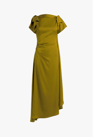 Drape Midi Dress In Moss