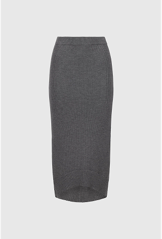 Fitted Skirt In Grey Melange