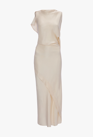 Draped Midi Dress In Elderflower