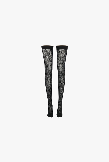 VB Monogram Lace Hold-Ups In Black