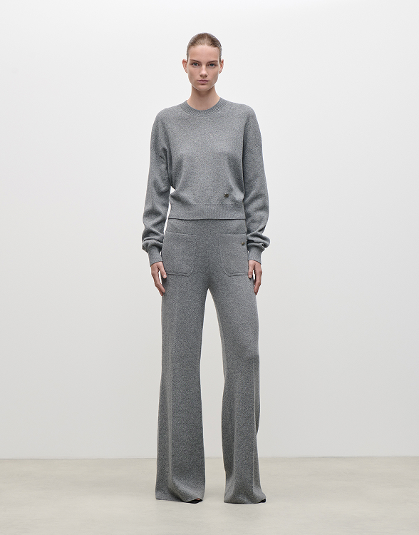 Alina Knitted Trouser In Mid Grey