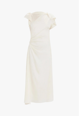 Drape Midi Dress In Ivory