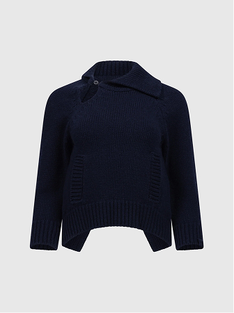 Asymmetric Collar Jumper In Navy