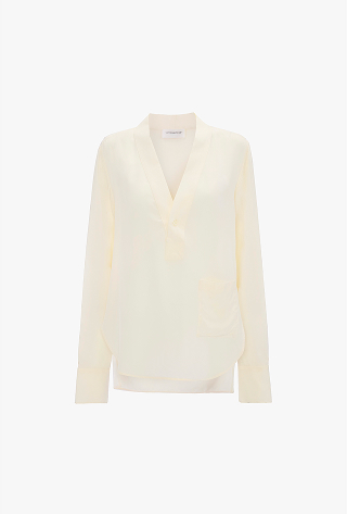 V-Neck Blouse In Ivory