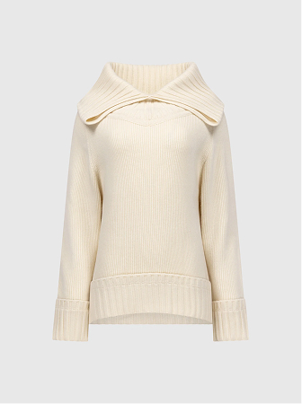 Wide Collar Jumper In Ivory