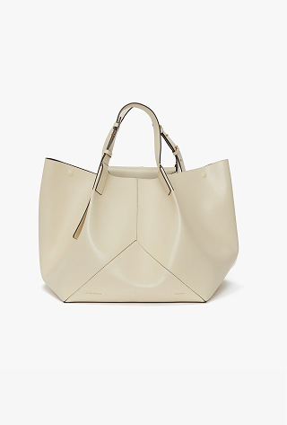 W11 Medium Tote Bag in Ivory Leather