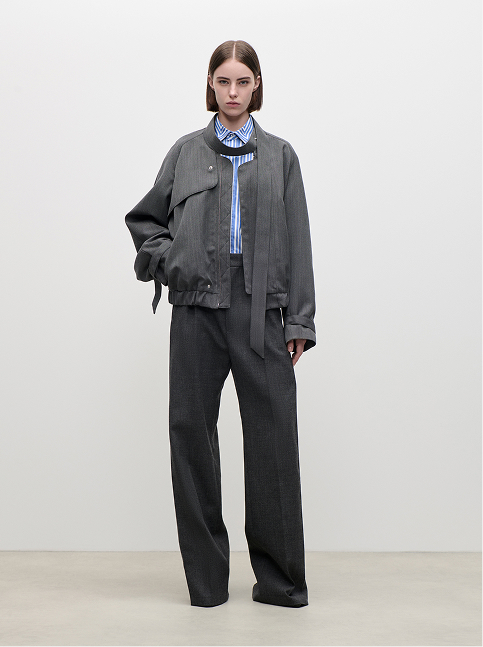 Scarf Bomber Jacket In Dark Grey
