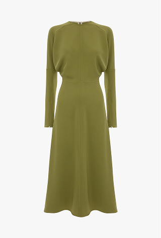 Dolman Midi Dress In Greenfinch