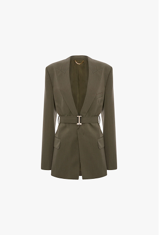 Belted Tailored Jacket In Sage Melange