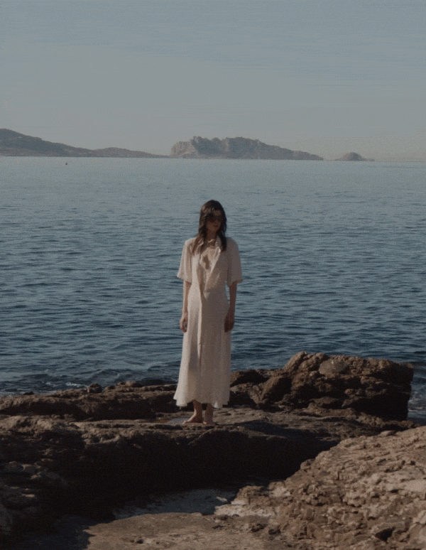 Panelled Midi Dress In White