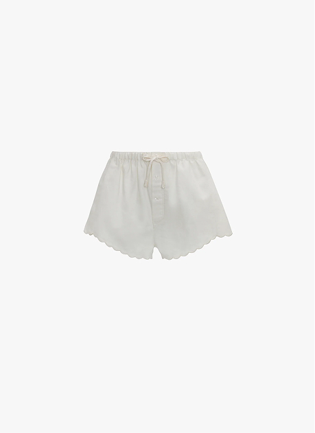 Embroidered Short In White