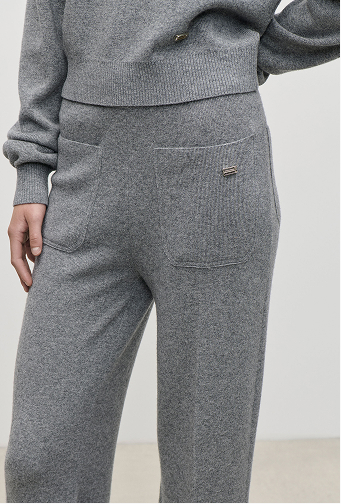 Alina Knitted Trouser In Mid Grey
