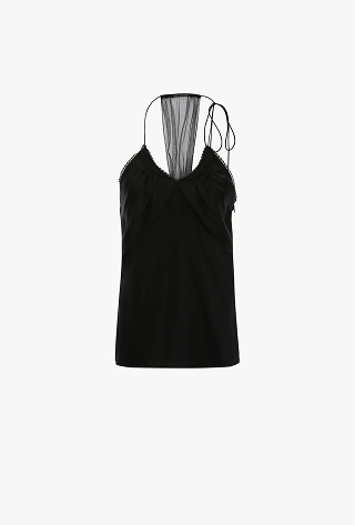 Gathered Cami top In Black