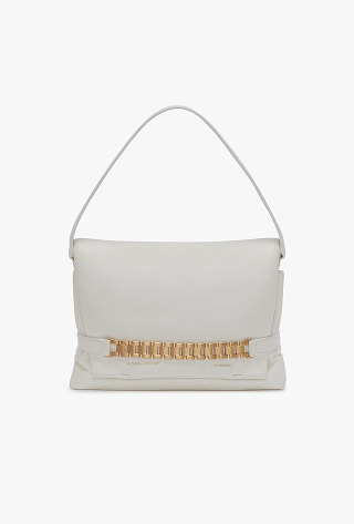Puffy Chain Pouch Bag In White