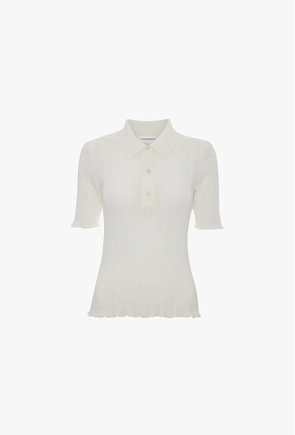 Frill Polo Top In White