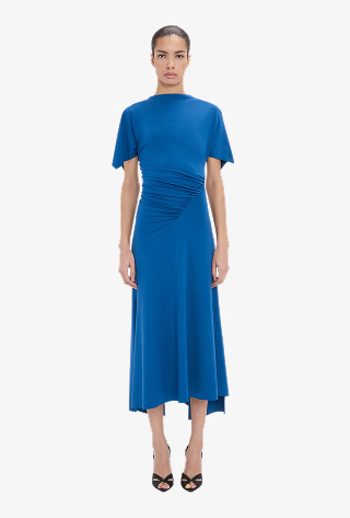 Blousey Midi Dress In Blue
