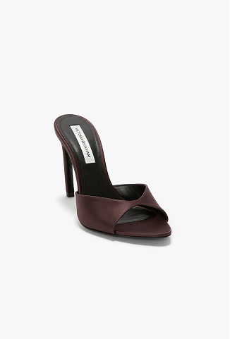 Harlow Mule 100 In Maroon Satin