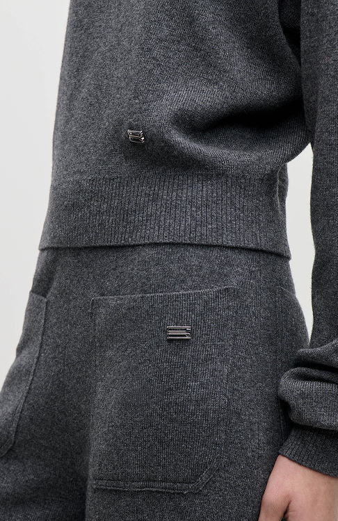 Alina Knitted Trouser In Dark Grey