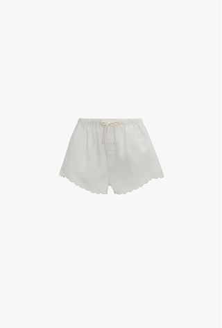 Embroidered Mini Short In White