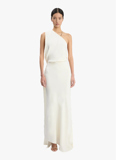 One-Shoulder Chain Detail Dress In Ivory