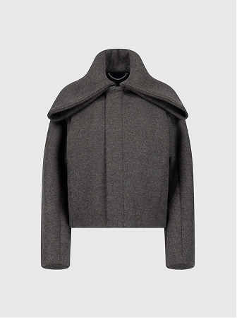 Folded Collar Bomber Jacket In Grey
