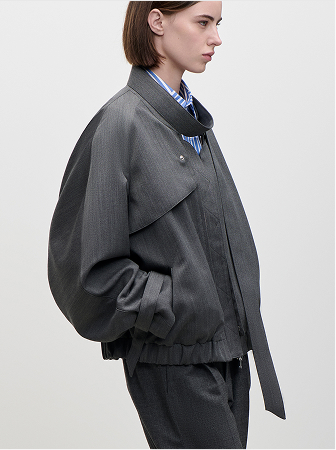 Scarf Bomber Jacket In Dark Grey