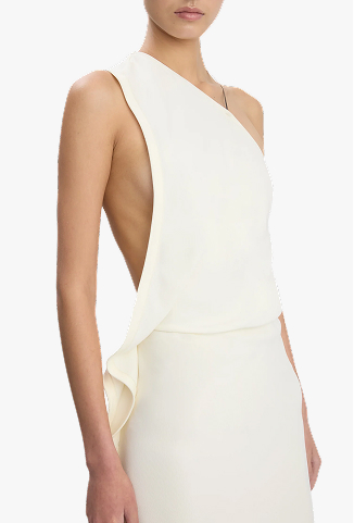 One-Shoulder Chain Detail Dress In Ivory