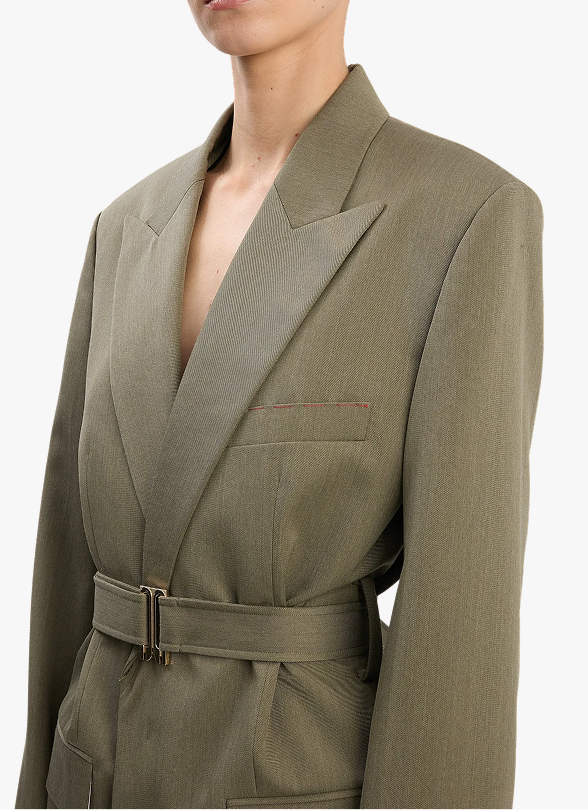 Belted Tailored Jacket In Sage Melange