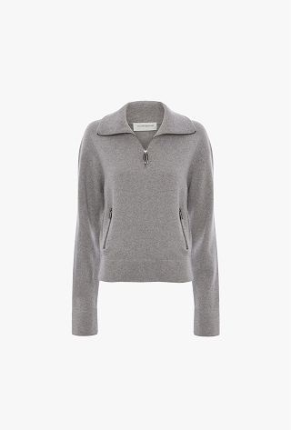 Half-Zip Milano Jumper In Grey Marl