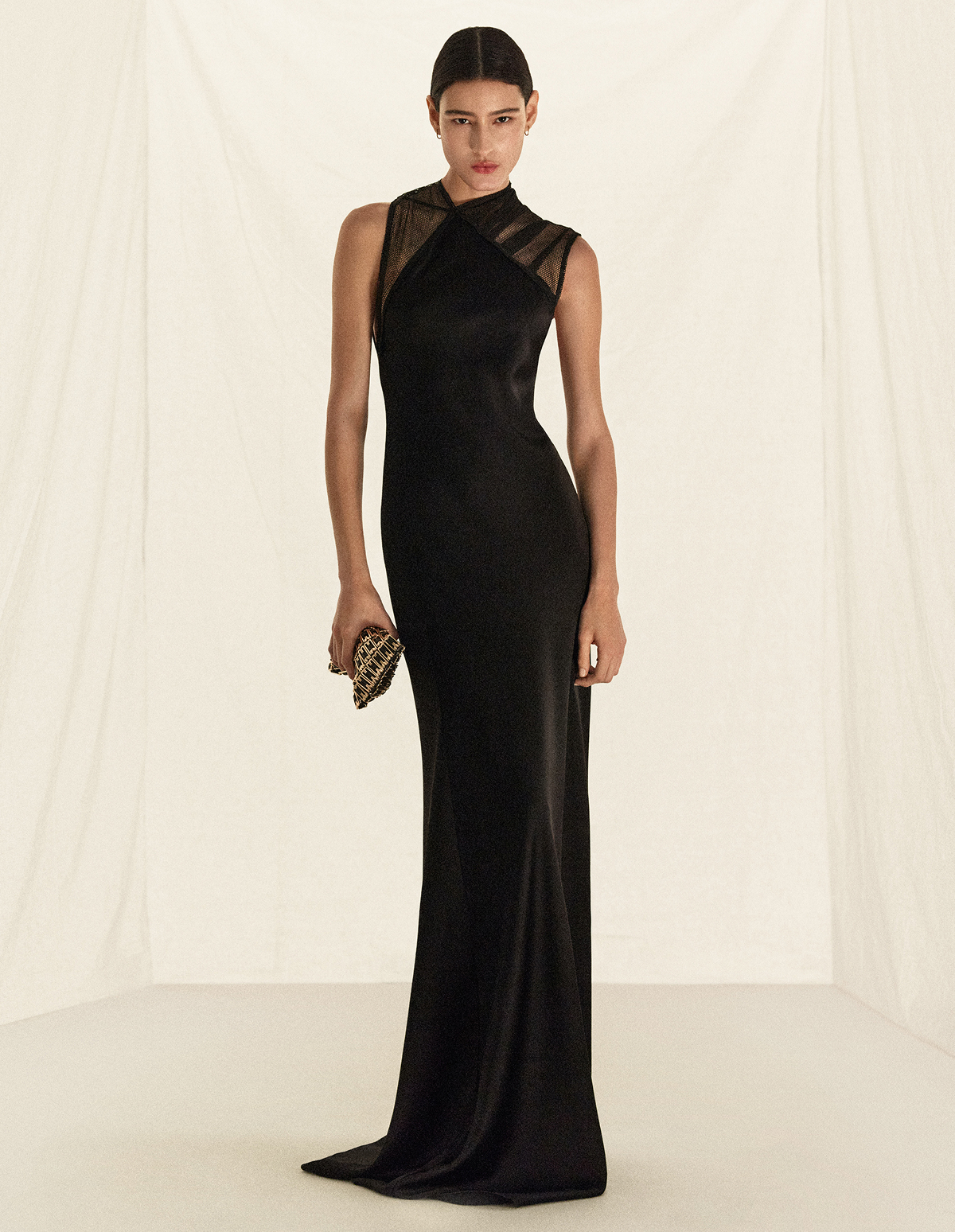 Mesh Gown In Black