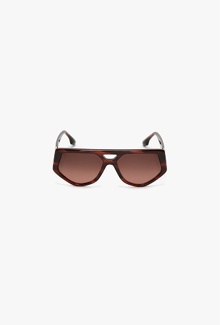 Double Bridge B Frame Logo Sunglasses In Striped Red