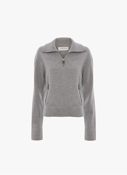 Half-Zip Milano Jumper In Grey Marl