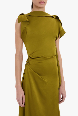 Drape Midi Dress In Moss