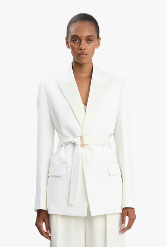 Belted Tailored Jacket In Ivory