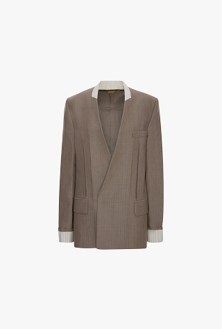 Collarless Jacket In Limestone