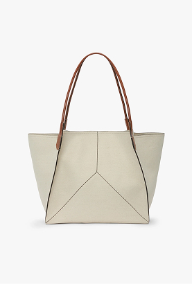 Victoria Tote Bag Large In Ivory Canvas
