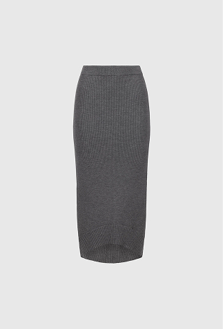 Fitted Skirt In Grey Melange
