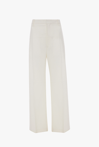 Straight Leg Folded Trouser In Off White