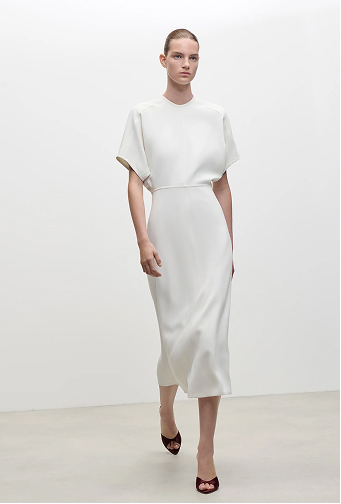 Eleanor Midi Dress In Bright Ivory