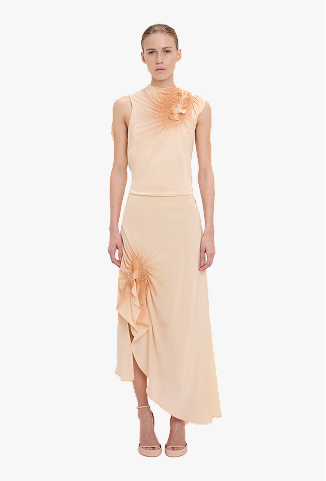 Smocked Dress In Sandstone
