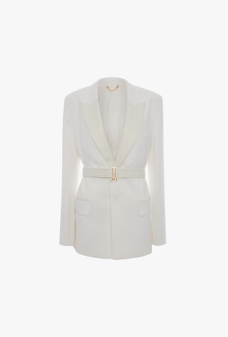 Belted Tailored Jacket In Ivory