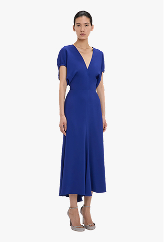 Edith Midi Dress In Bright Indigo