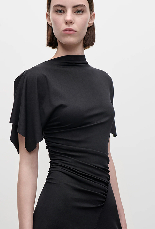 Blousey Midi Dress In Black
