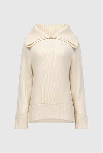Wide Collar Jumper In Ivory
