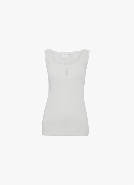 Split Tank Top In White