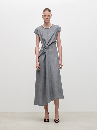 Aria Midi Dress In Light Grey Melange