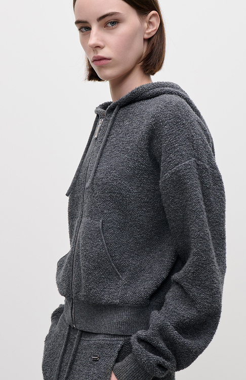 Isla Zipped Hoodie In Dark Grey